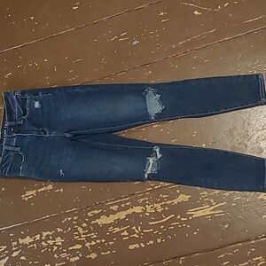 American Eagle Outfitters Dark Blue Distressed Skinny Jeans High Rise
